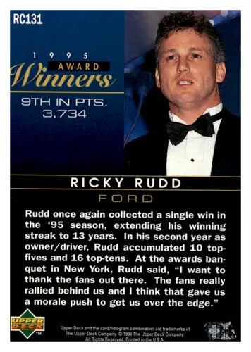 Original gloss 1996 Upper Deck Road to the Cup RC131 Ricky Rudd trading card