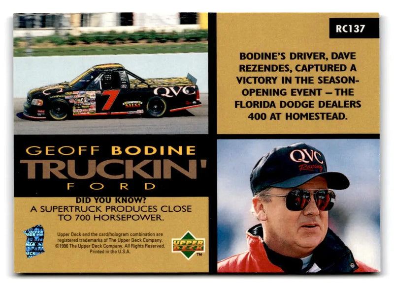 1996 Upper Deck Road to the Cup #RC137 Geoff Bodine - Racing Card Single