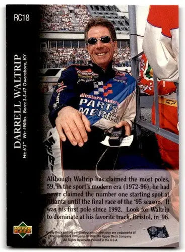 Original gloss RC18 Darrell Waltrip trading card from 1996 Upper Deck Road to the Cup
