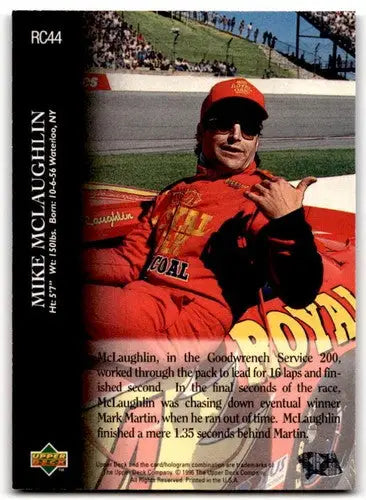 1996 Upper Deck Road to the Cup #RC44 Mike McLaughlin NM Near Mint ID:43864 - Racing Card Single