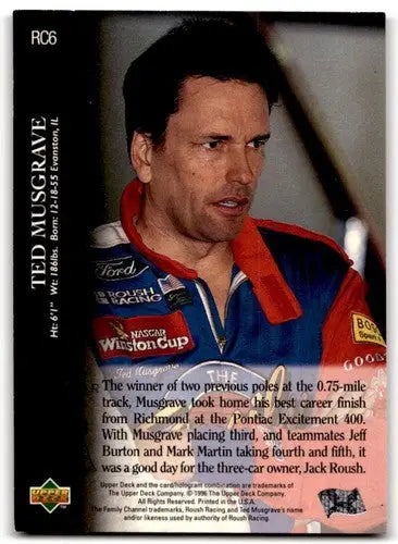 1996 Upper Deck Road to the Cup RC6 Ted Musgrave racing card NM Near Mint
