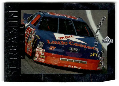 Blue and red race car from 1996 Upper Deck Road to the Cup RC66 John Andretti