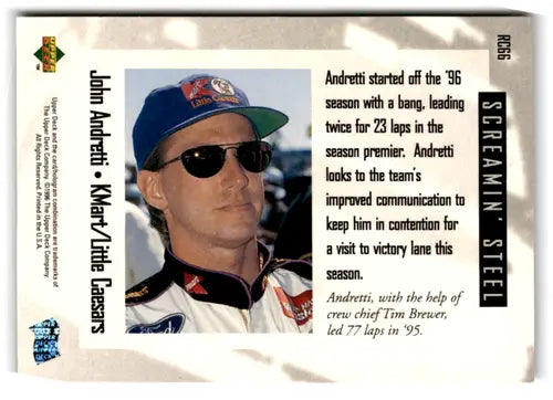 Original gloss 1996 Upper Deck Road to the Cup RC66 John Andretti racing card