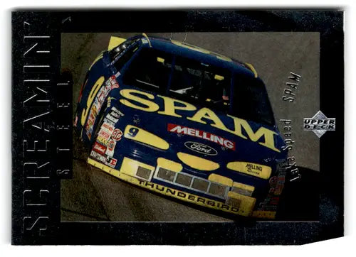 Blue and yellow Spam race car from 1996 Upper Deck Road to the Cup collection