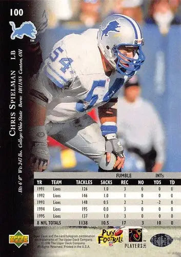 1996 Upper Deck Silver #100 Chris Spielman NM-MT Lions ID:79677 - Football Card Single