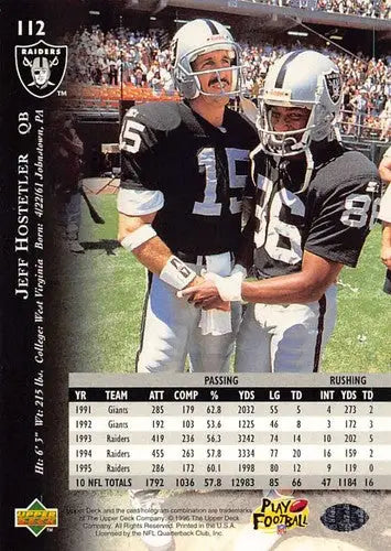 1996 Upper Deck Silver #112 Jeff Hostetler NM-MT Raiders ID:79689 - Football Card Single