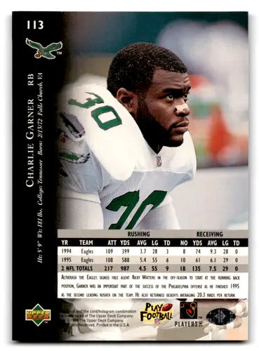 1996 Upper Deck Silver #113 Charlie Garner NM-MT Eagles ID:79690 - Football Card Single