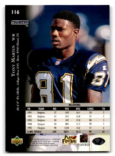 1996 Upper Deck Silver #116 Tony Martin NM-MT Chargers ID:79693 - Football Card Single