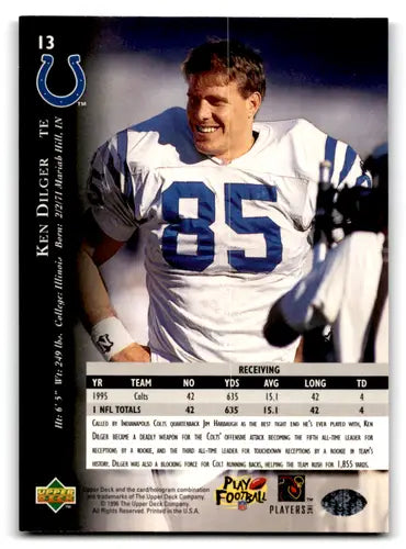 1996 Upper Deck Silver #13 Ken Dilger NM-MT Colts ID:79591 - Football Card Single