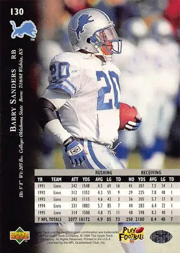 1996 Upper Deck Silver #130 Barry Sanders NM-MT Lions ID:79707 - Football Card Single
