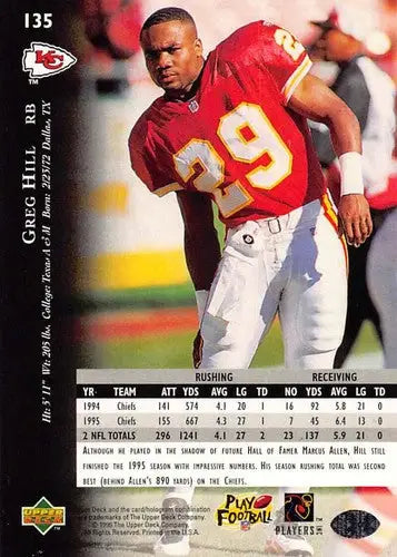 1996 Upper Deck Silver #135 Greg Hill NM-MT Chiefs ID:79712 - Football Card Single
