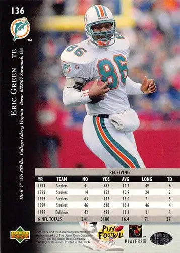 1996 Upper Deck Silver #136 Eric Green NM-MT Dolphins ID:79713 - Football Card Single