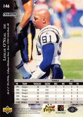 1996 Upper Deck Silver #146 Leslie O’Neal NM-MT Chargers ID:79723 - Football Card Single