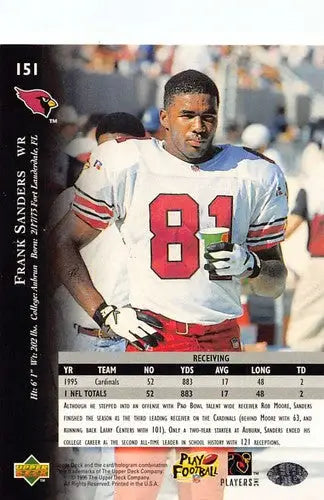 1996 Upper Deck Silver #151 Frank Sanders NM-MT Cardinals ID:79728 - Football Card Single