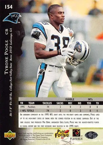 1996 Upper Deck Silver #154 Tyrone Poole NM-MT Panthers ID:79731 - Football Card Single