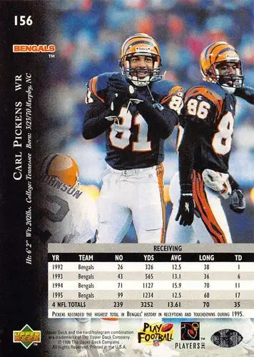 1996 Upper Deck Silver #156 Carl Pickens NM-MT Bengals ID:79733 - Football Card Single