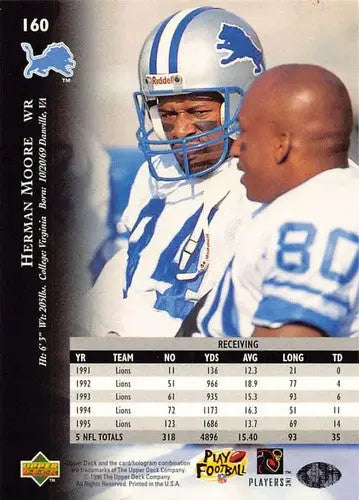 1996 Upper Deck Silver #160 Herman Moore NM-MT Lions ID:79737 - Football Card Single