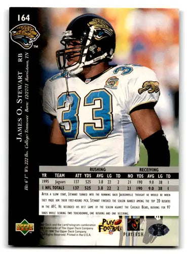 1996 Upper Deck Silver #164 James Stewart NM-MT Jaguars ID:79741 - Football Card Single