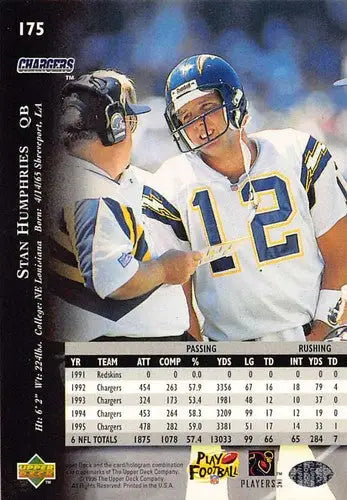 1996 Upper Deck Silver #175 Stan Humphries NM-MT Chargers ID:79751 - Football Card Single
