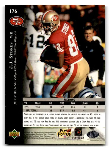 1996 Upper Deck Silver #176 J.J. Stokes NM-MT 49ers ID:79752 - Football Card Single