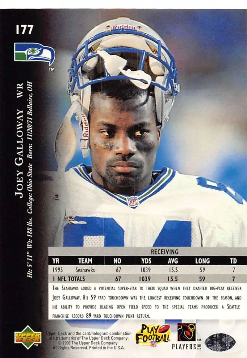 1996 Upper Deck Silver #177 Joey Galloway NM-MT Seahawks ID:79753 - Football Card Single