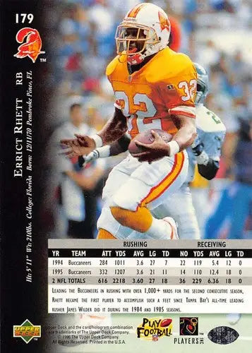 1996 Upper Deck Silver #179 Errict Rhett NM-MT Buccaneers ID:79754 - Football Card Single