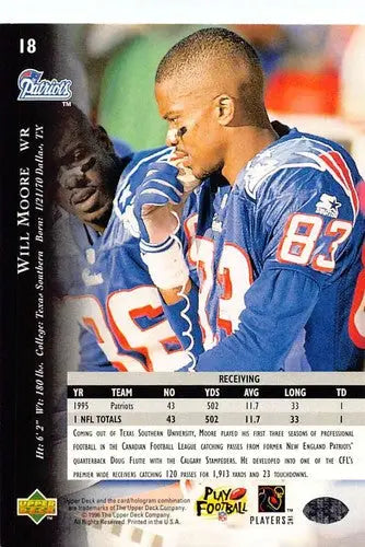 1996 Upper Deck Silver #18 Will Moore NM-MT Patriots ID:79596 - Football Card Single