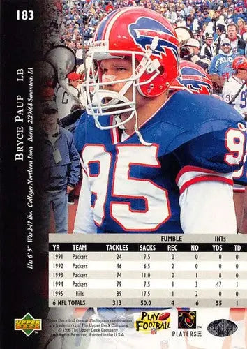 1996 Upper Deck Silver #183 Bryce Paup NM-MT Bills ID:79758 - Football Card Single