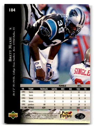 1996 Upper Deck Silver #184 Brett Maxie NM-MT Panthers ID:79759 - Football Card Single