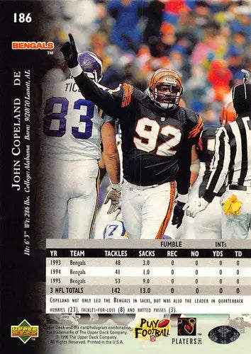 1996 Upper Deck Silver #186 John Copeland NM-MT Bengals ID:79761 - Football Card Single