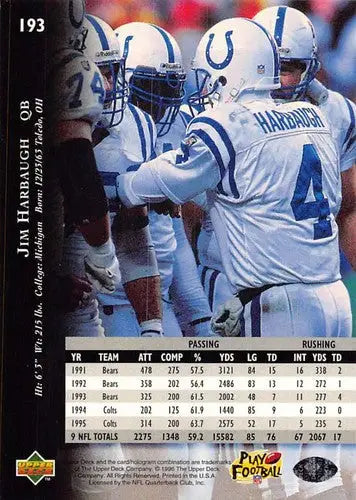 1996 Upper Deck Silver #193 Jim Harbaugh NM-MT Colts ID:79768 - Football Card Single