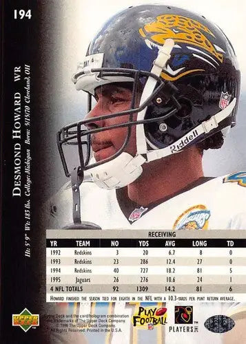 1996 Upper Deck Silver #194 Desmond Howard NM-MT Jaguars ID:79769 - Football Card Single