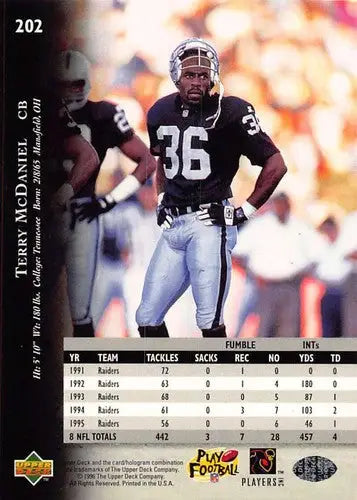 1996 Upper Deck Silver #202 Terry McDaniel NM-MT Raiders ID:79777 - Football Card Single