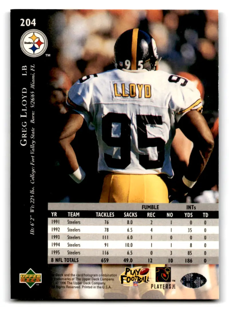 1996 Upper Deck Silver #204 Greg Lloyd NM-MT Steelers ID:79779 - Football Card Single
