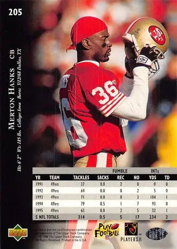 1996 Upper Deck Silver #205 Merton Hanks NM-MT 49ers ID:79780 - Football Card Single
