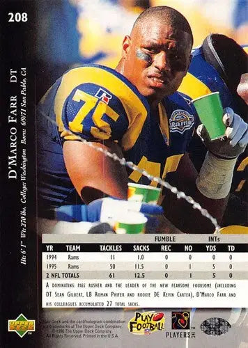 1996 Upper Deck Silver #208 D’Marco Farr NM-MT Rams ID:79783 - Football Card Single