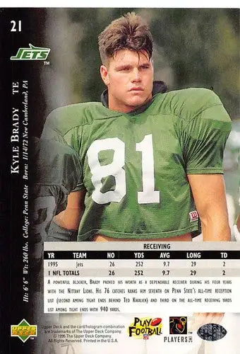 1996 Upper Deck Silver #21 Kyle Brady NM-MT NY Jets ID:79599 - Football Card Single