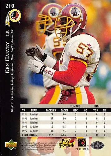 1996 Upper Deck Silver #210 Ken Harvey NM-MT Redskins ID:79785 - Football Card Single