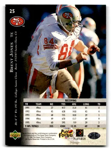 1996 Upper Deck Silver #25 Brent Jones NM-MT 49ers ID:79603 - Football Card Single