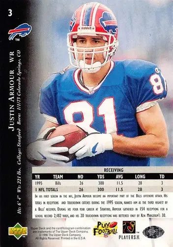 1996 Upper Deck Silver #3 Justin Armour NM-MT Bills ID:79582 - Football Card Single