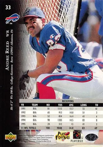 1996 Upper Deck Silver #33 Andre Reed NM-MT Bills ID:79611 - Football Card Single