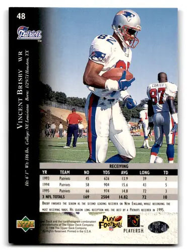 1996 Upper Deck Silver #48 Vincent Brisby NM-MT Patriots ID:79626 - Football Card Single