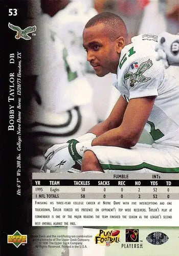 1996 Upper Deck Silver #53 Bobby Taylor NM-MT Eagles ID:79631 - Football Card Single