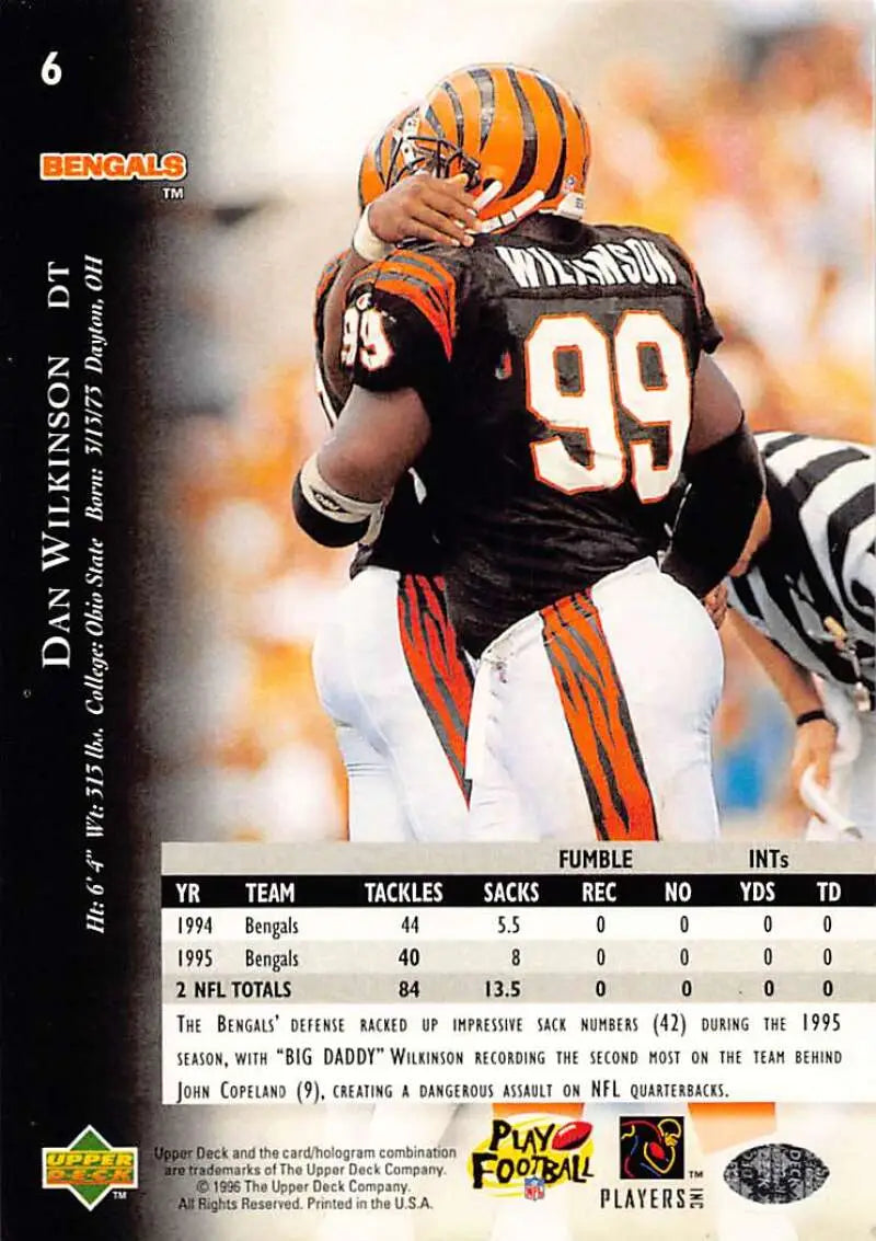 1996 Upper Deck Silver #6 Dan Wilkinson NM-MT Bengals ID:79585 - Football Card Single