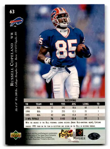 1996 Upper Deck Silver #63 Russell Copeland NM-MT Bills ID:79641 - Football Card Single