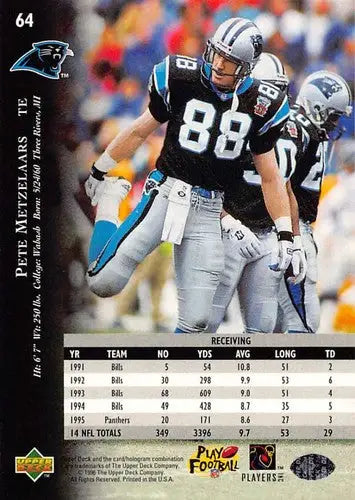 1996 Upper Deck Silver #64 Pete Metzelaars NM-MT Panthers ID:79642 - Football Card Single