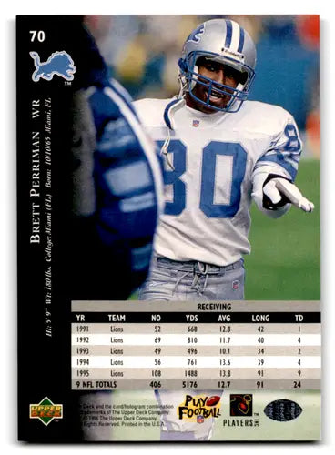 1996 Upper Deck Silver #70 Brett Perriman NM-MT Lions ID:79648 - Football Card Single