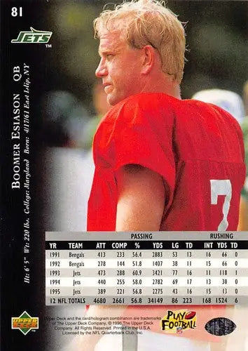 1996 Upper Deck Silver #81 Boomer Esiason NM-MT NY Jets ID:79658 - Football Card Single