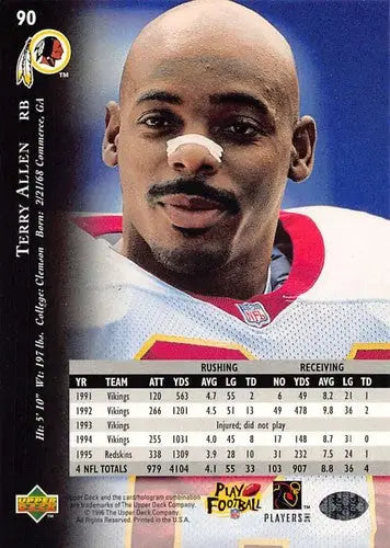 1996 Upper Deck Silver #90 Terry Allen NM-MT Redskins ID:79667 - Football Card Single