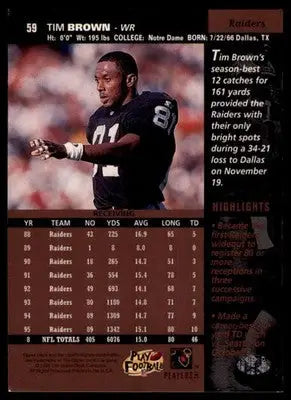 1996 Upper Deck Tim Brown 59 Oakland Raiders
